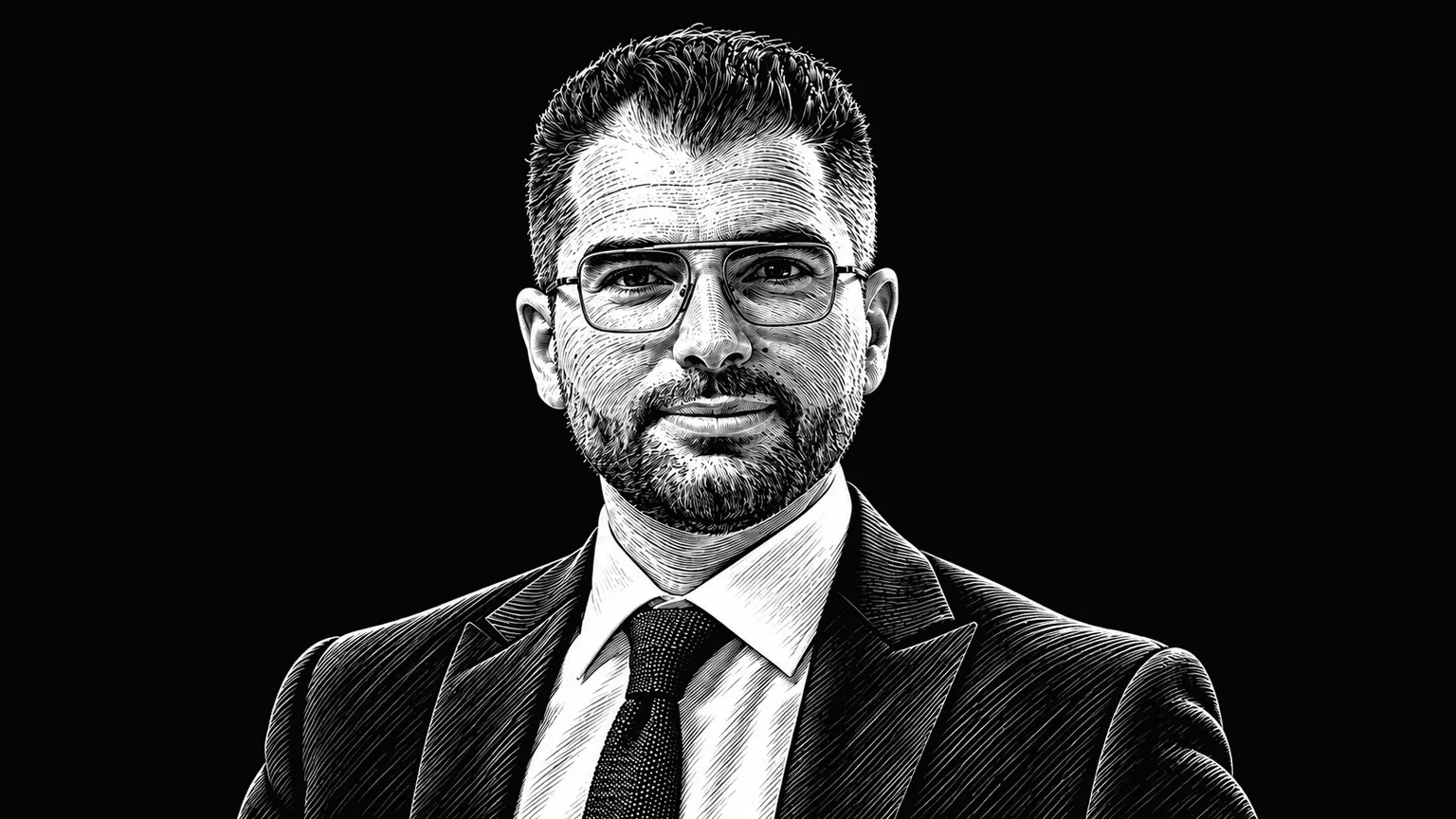 Michele Poggipolini in a dark suit and tie with a white shirt and glasses, engraved after a photograph